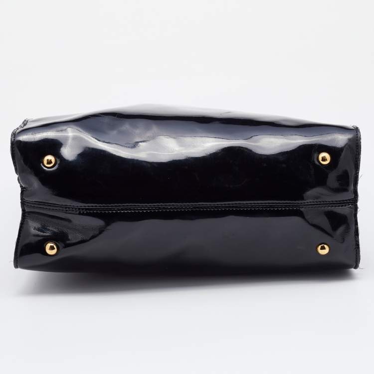 Pre Owned Marni Black/Brown Patent Leather Shopper Tote