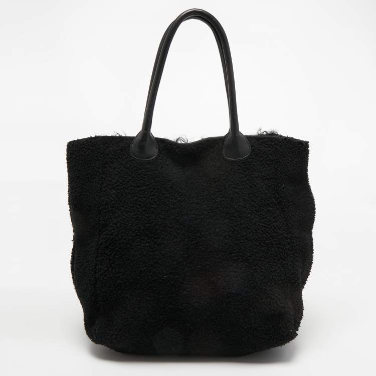 Pre Owned Marni Black Shearling Fur Tote 