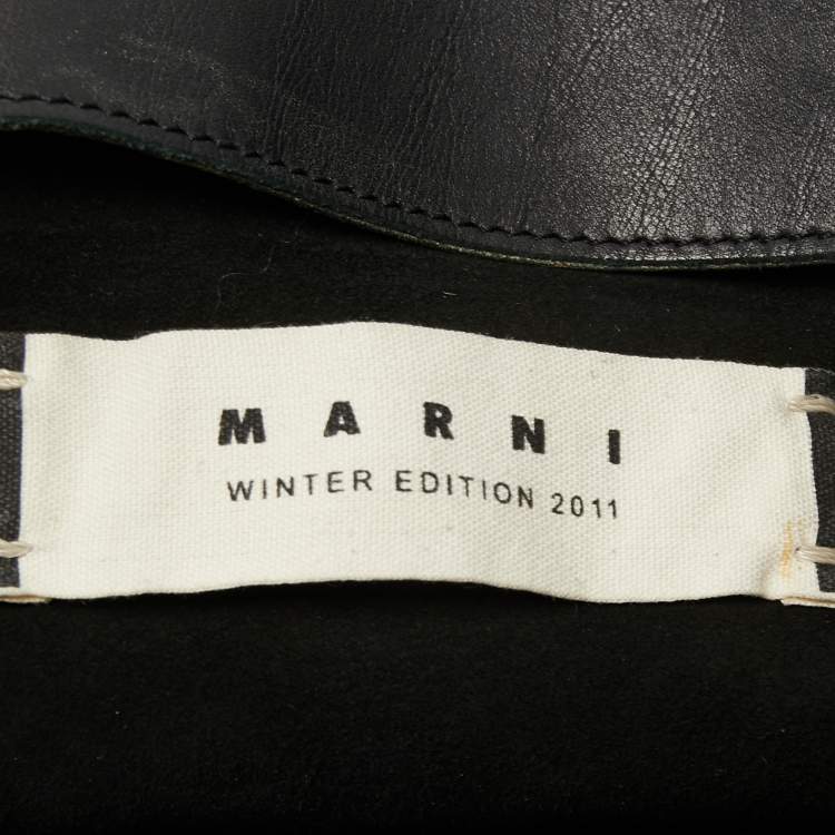 Pre Owned Marni Black Shearling Fur Tote 
