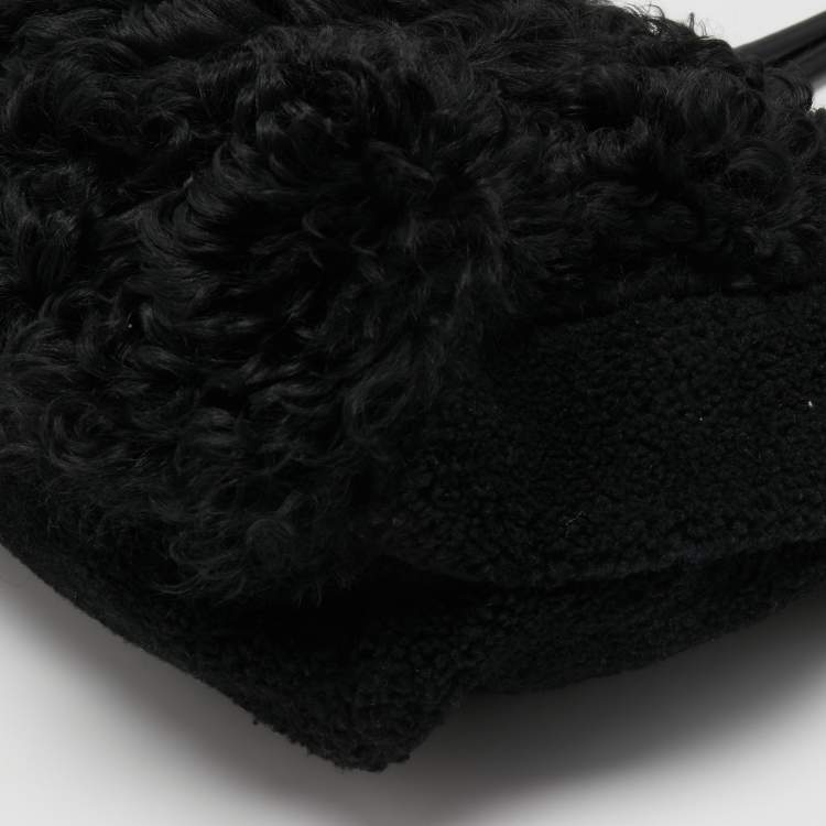 Pre Owned Marni Black Shearling Fur Tote 