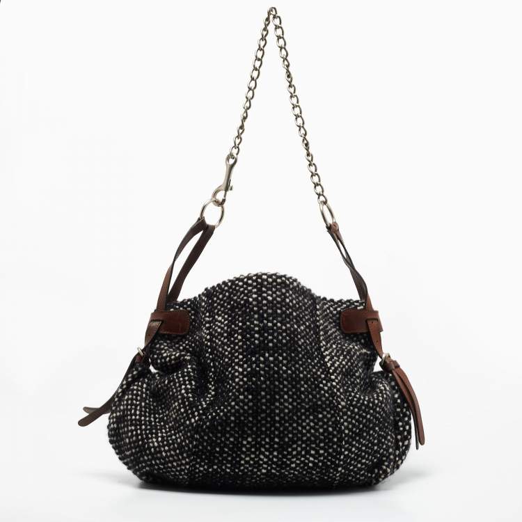 مملوكة مسبقًا Marni Black/White Woven Wool Shoulder Bag