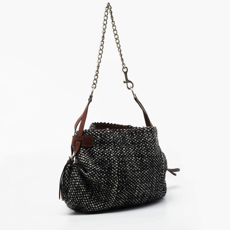 مملوكة مسبقًا Marni Black/White Woven Wool Shoulder Bag