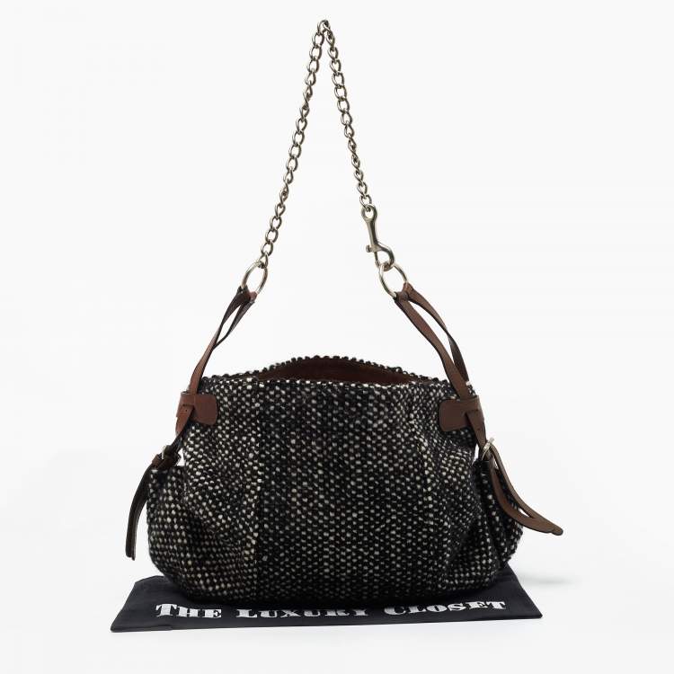 مملوكة مسبقًا Marni Black/White Woven Wool Shoulder Bag