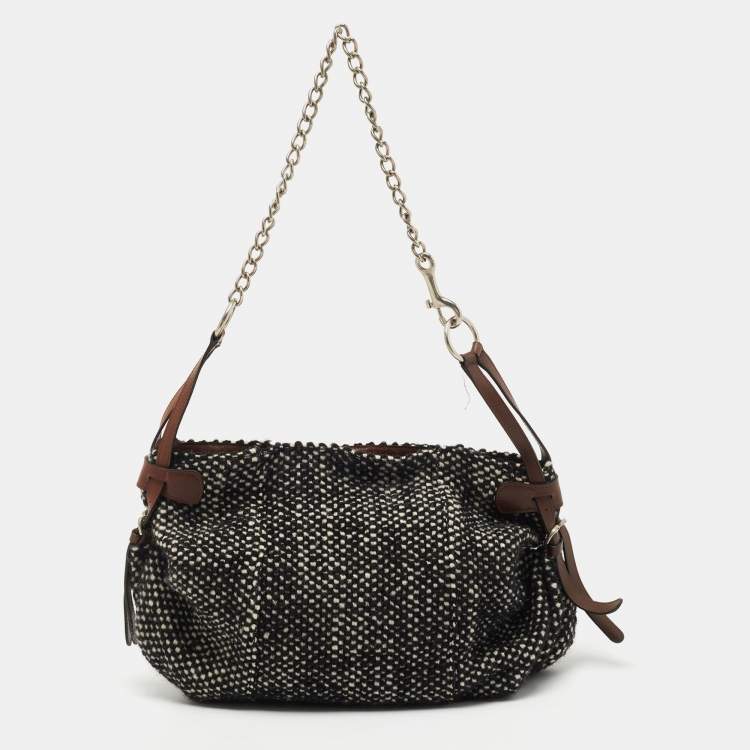 مملوكة مسبقًا Marni Black/White Woven Wool Shoulder Bag
