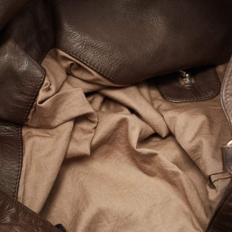 Pre Owned Marni Brown Leather Embellished Bucket Shoulder Bag