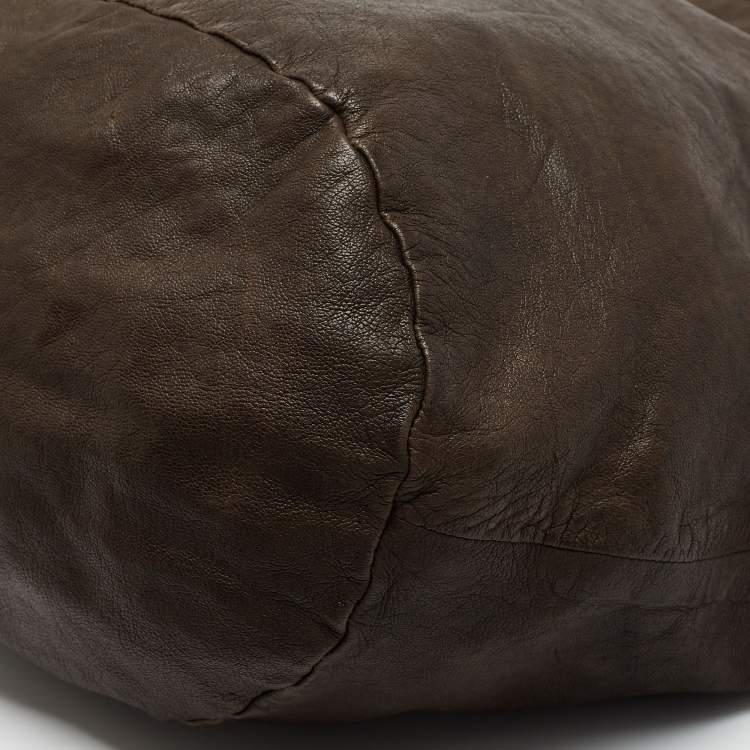 Pre Owned Marni Brown Leather Embellished Bucket Shoulder Bag