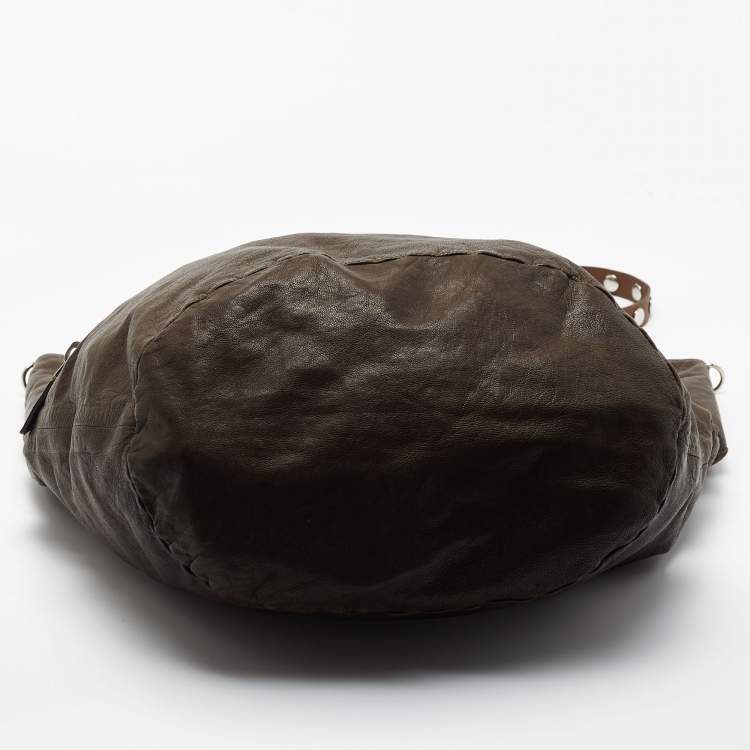 Pre Owned Marni Brown Leather Embellished Bucket Shoulder Bag