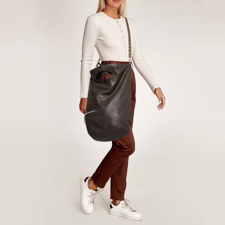 Pre Owned Marni Brown Leather Embellished Bucket Shoulder Bag