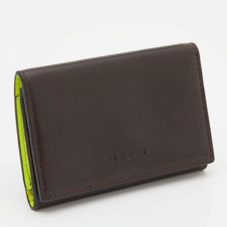 Pre Owned Marni Dark Brown Leather Card Holder