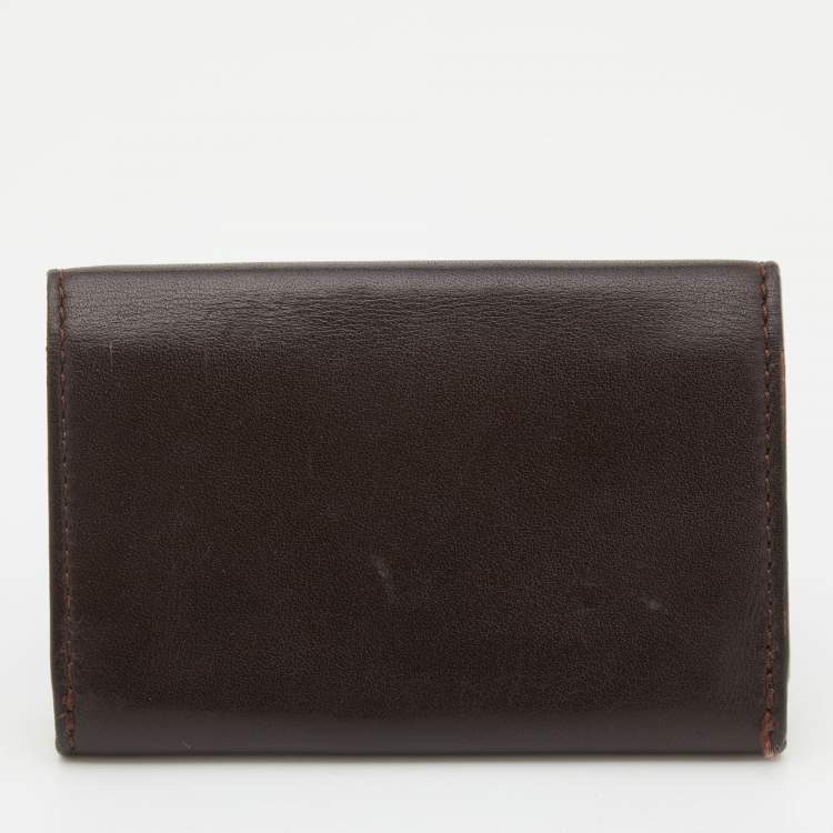 Pre Owned Marni Dark Brown Leather Card Holder