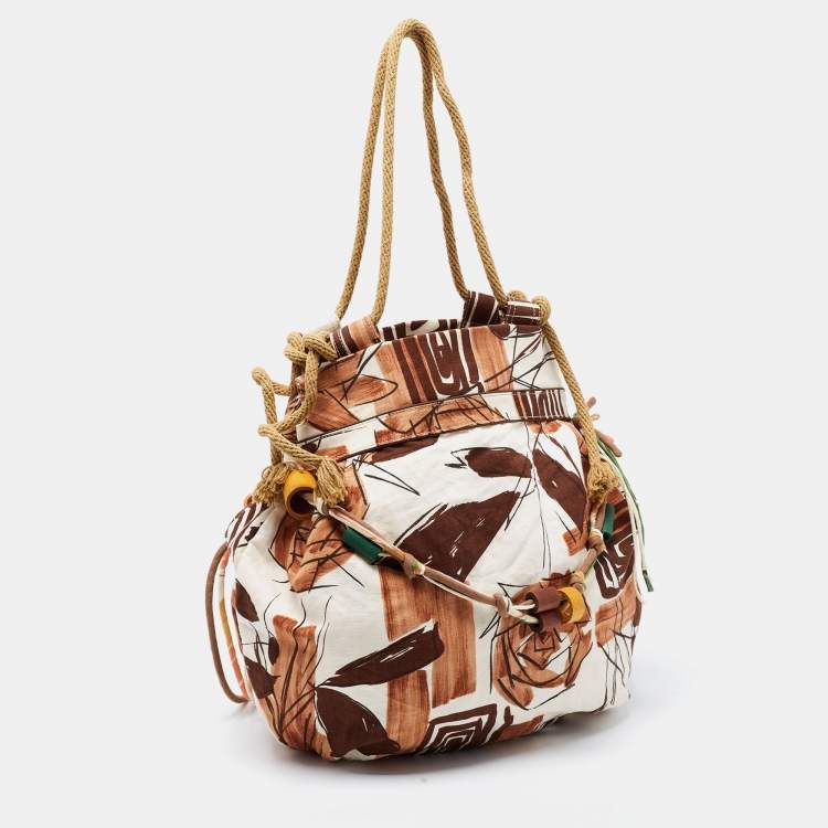 Pre Owned Marni Multicolor Print Fabric Rope Hobo