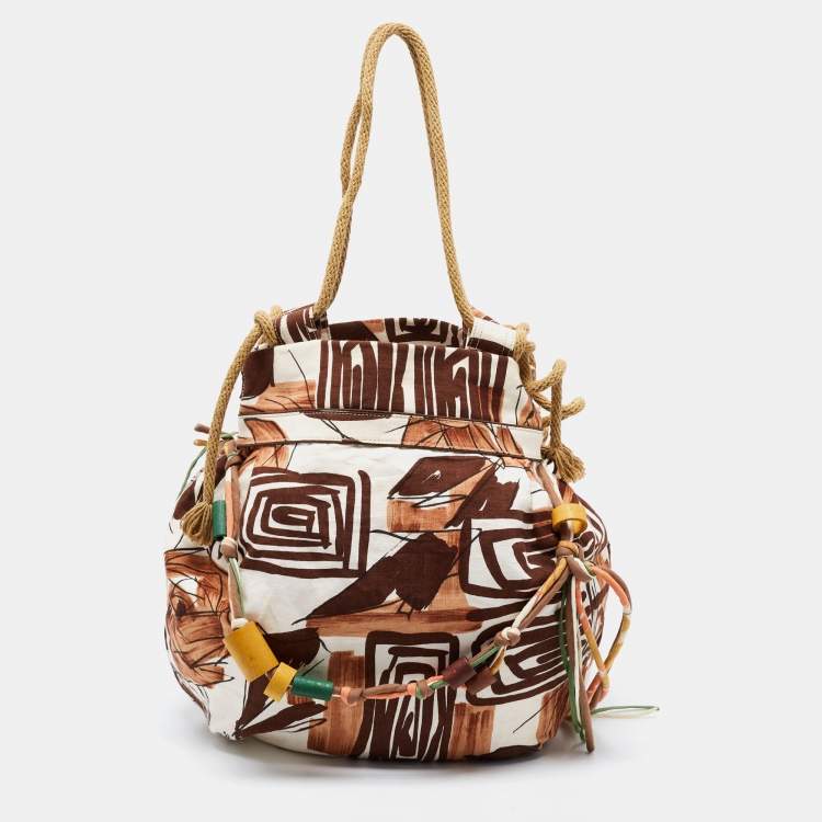 Pre Owned Marni Multicolor Print Fabric Rope Hobo