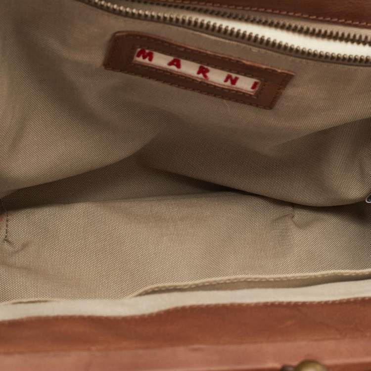 Pre Owned Marni Beige Jute Kisslock Frame Clutch