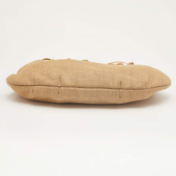 Pre Owned Marni Beige Jute Kisslock Frame Clutch