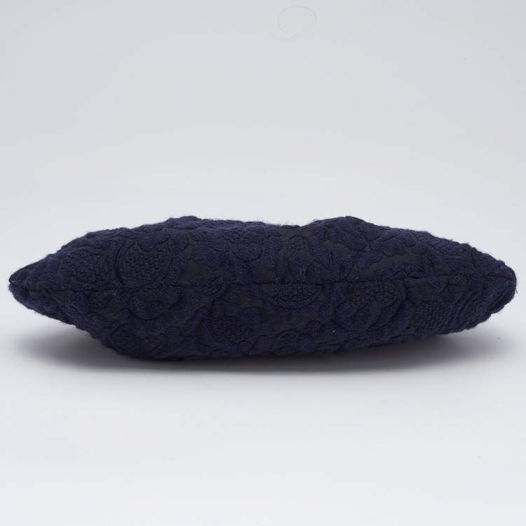 Pre Owned Marni Navy Blue Embroidered Fabric Frame Embellished Clutch Bag