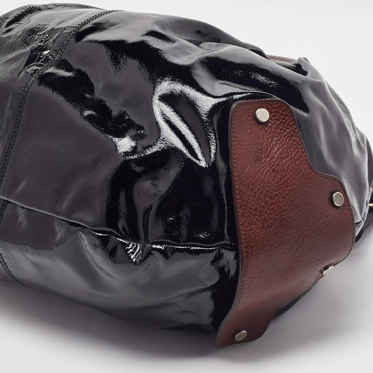 Pre Owned Marni Black/Brown Patent and Leather Tote
