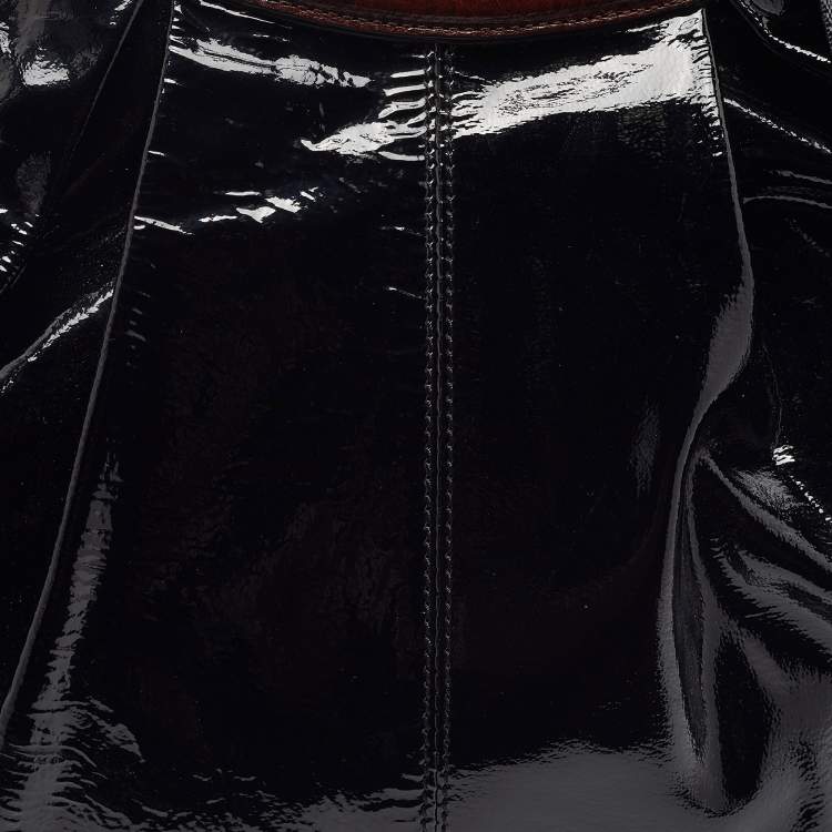Pre Owned Marni Black/Brown Patent and Leather Tote
