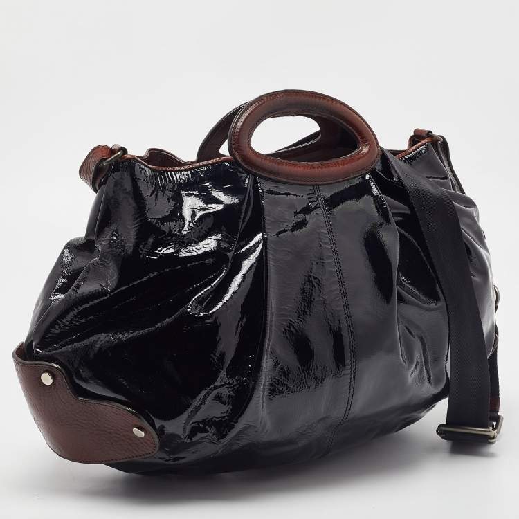 Pre Owned Marni Black/Brown Patent and Leather Tote