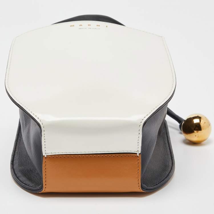 Pre Owned Marni Multicolor Leather Coffer Drawstring Clutch Bag