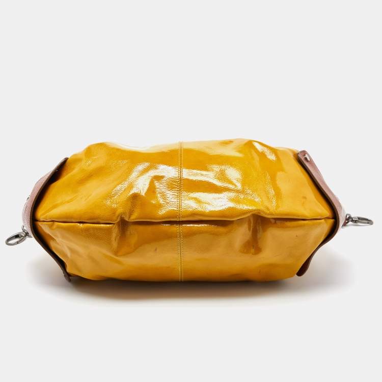 Pre Owned Marni Yellow/Brown Patent and Leather Balloon Hobo