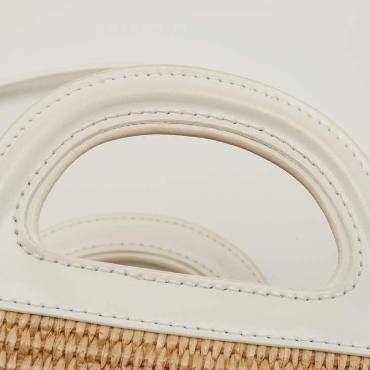 Pre Owned Marni White/Natural Raffia and Leather Small Tropicalia Tote