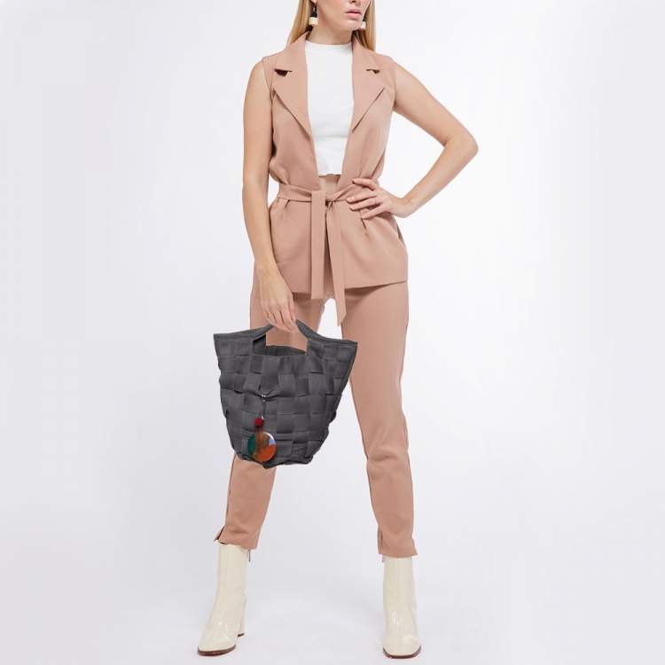 Pre Owned Marni Grey Woven Canvas Bucket Bag