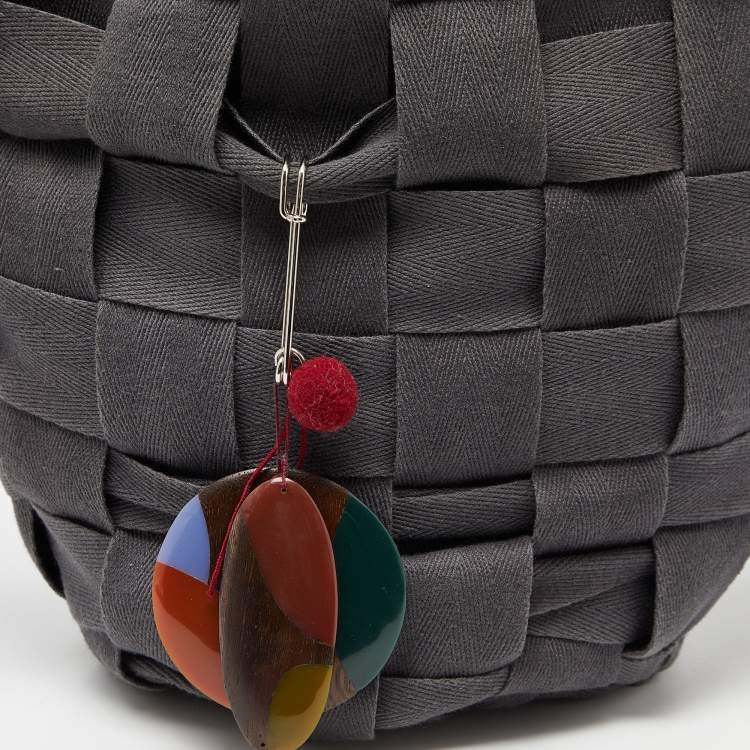 Pre Owned Marni Grey Woven Canvas Bucket Bag