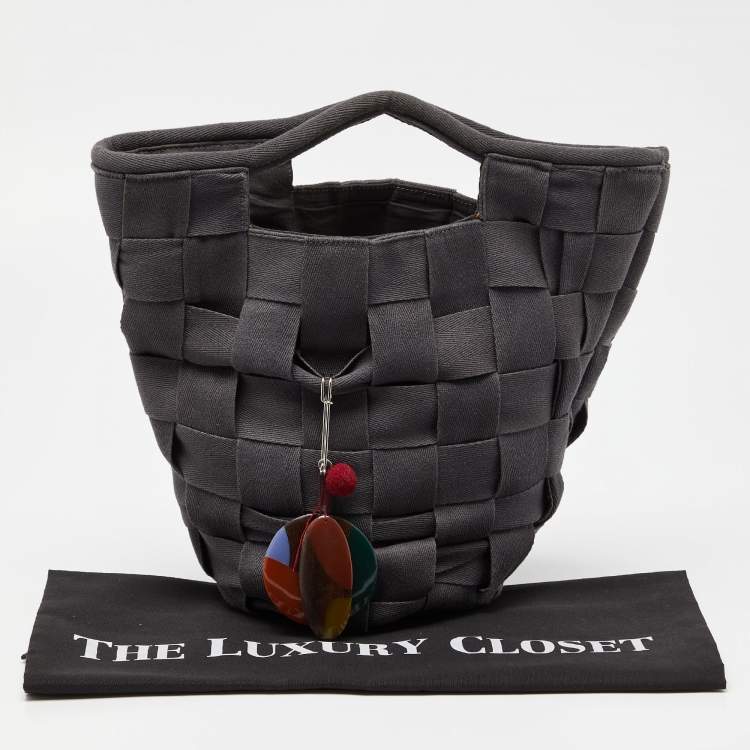 Pre Owned Marni Grey Woven Canvas Bucket Bag