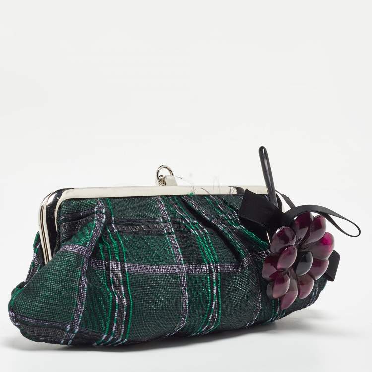 Pre Owned Marni Green Fabric Frame Clutch