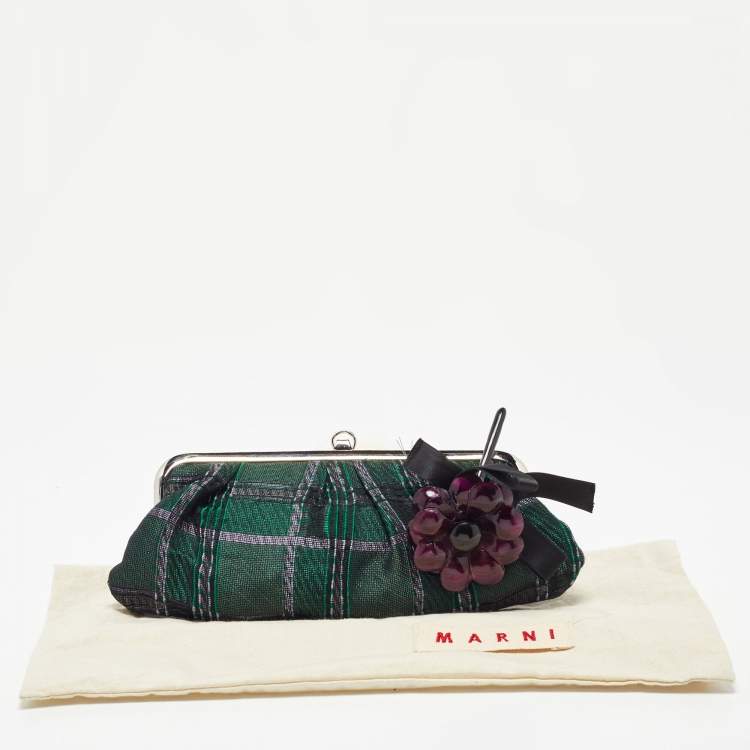 Pre Owned Marni Green Fabric Frame Clutch