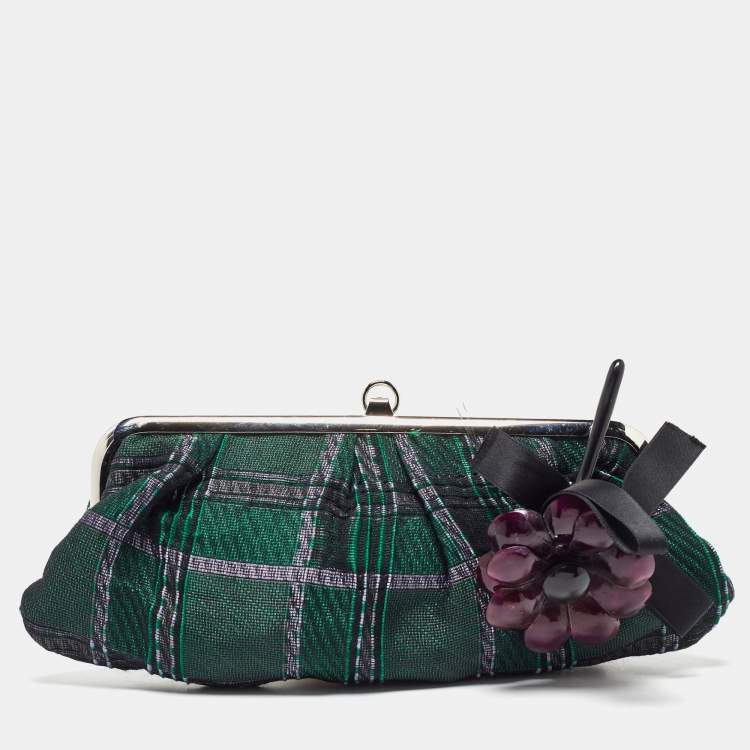 Pre Owned Marni Green Fabric Frame Clutch
