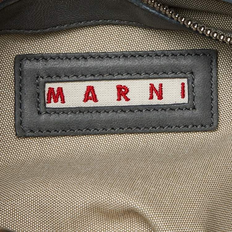 Pre Owned Marni Grey Pleated Leather Hobo