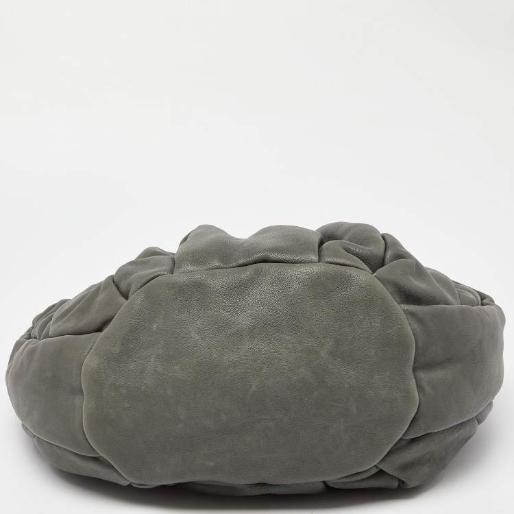 Pre Owned Marni Grey Pleated Leather Hobo