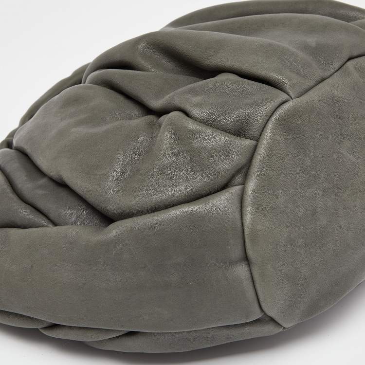 Pre Owned Marni Grey Pleated Leather Hobo