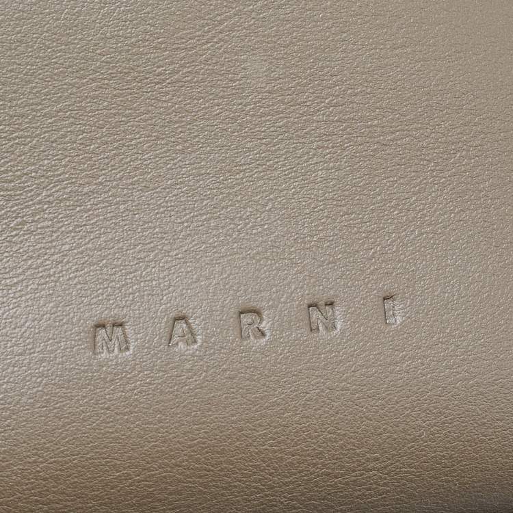 Pre Owned Marni Olive Green Leather Pannier Bucket Bag