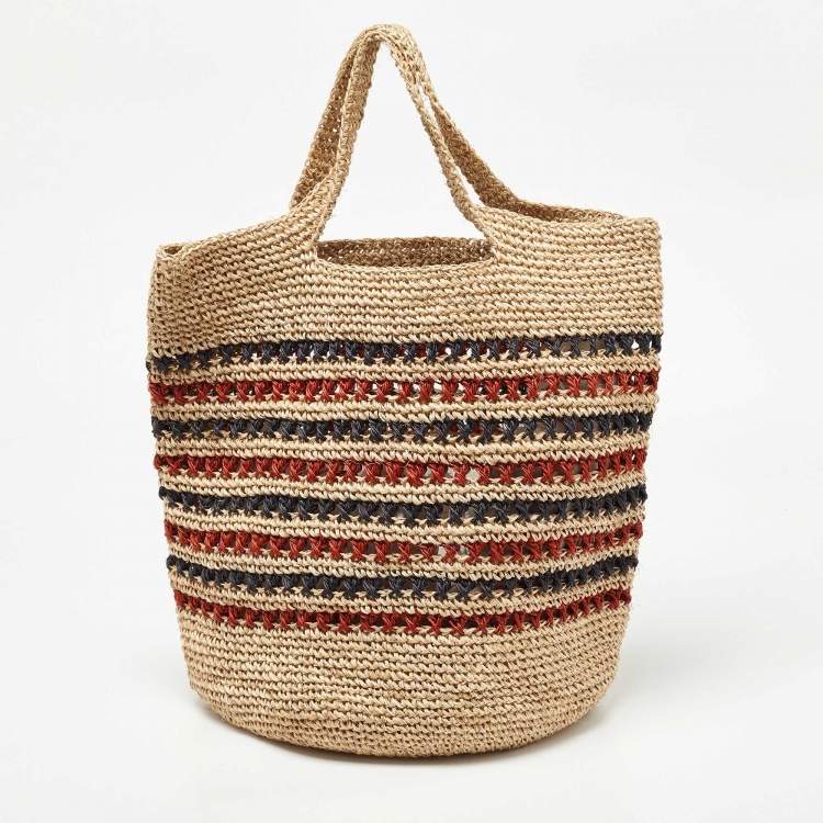 Pre Owned  Marni Multicolor Crochet Raffia Market Hobo