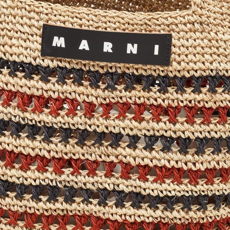 Pre Owned  Marni Multicolor Crochet Raffia Market Hobo