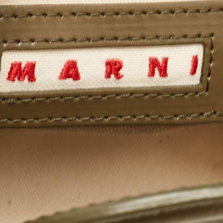 Pre Owned Marni Olive Green Leather and Raffia Micro Tropicalia Bag