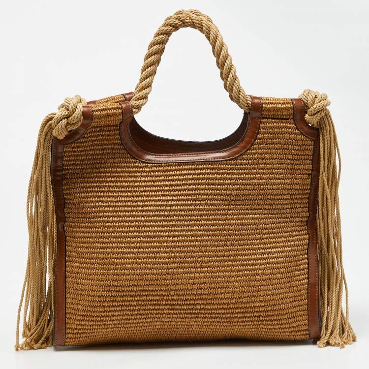 Pre Owned Marni Beige/Brown Raffia and Leather Tote 