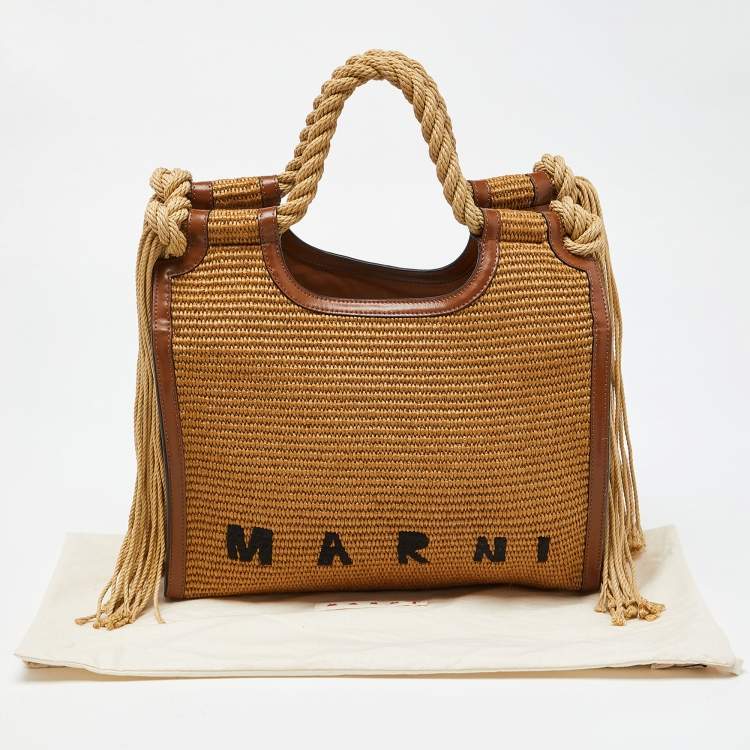 Pre Owned Marni Beige/Brown Raffia and Leather Tote 