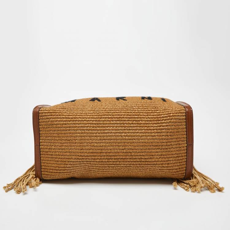 Pre Owned Marni Beige/Brown Raffia and Leather Tote 