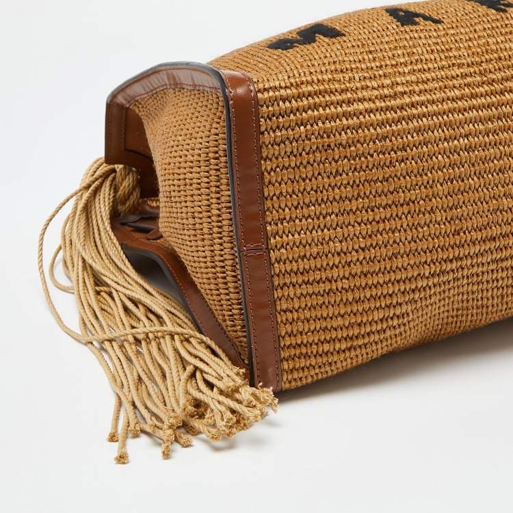Pre Owned Marni Beige/Brown Raffia and Leather Tote 