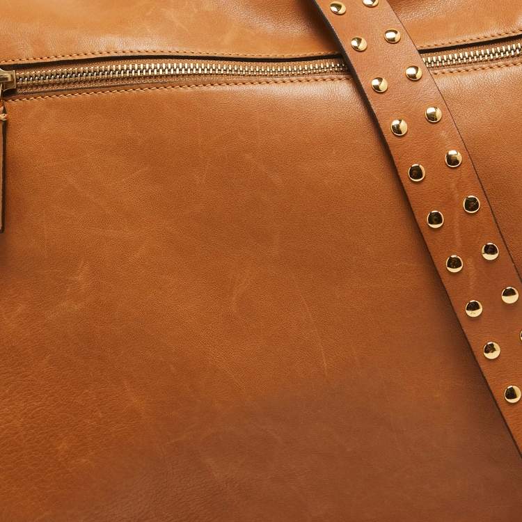Pre Owned Marni Tan Leather Studs Around Messenger Bag
