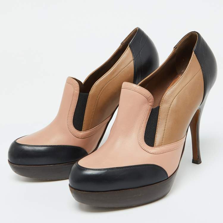 Pre Owned Marni Multicolor Leather Platform Loafer Pumps Size 40