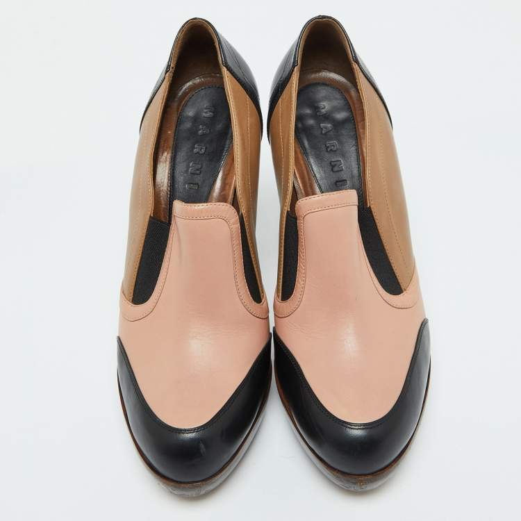 Pre Owned Marni Multicolor Leather Platform Loafer Pumps Size 40