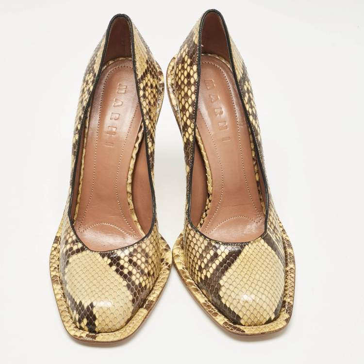 Pre Owned Marni Yellow/Black Python Pumps Size 40