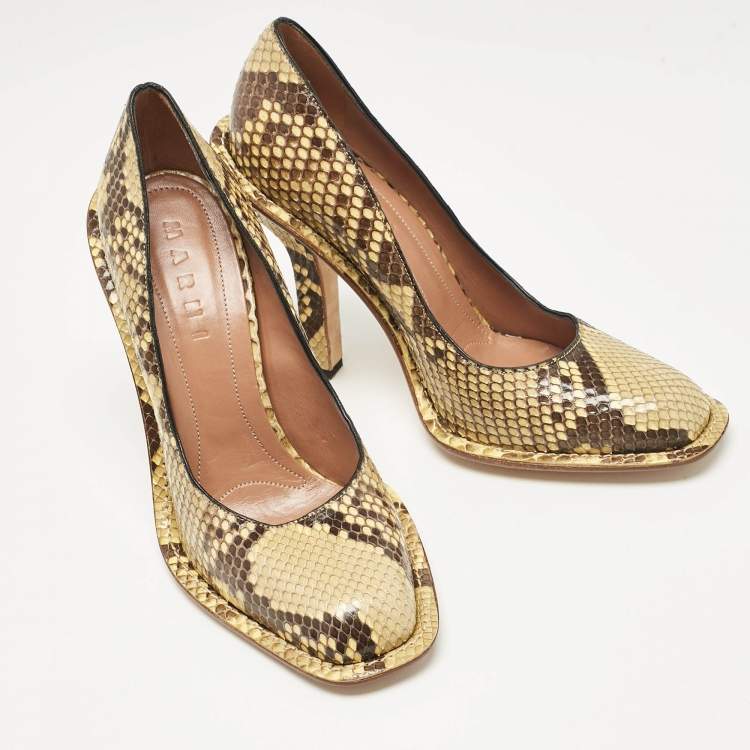 Pre Owned Marni Yellow/Black Python Pumps Size 40