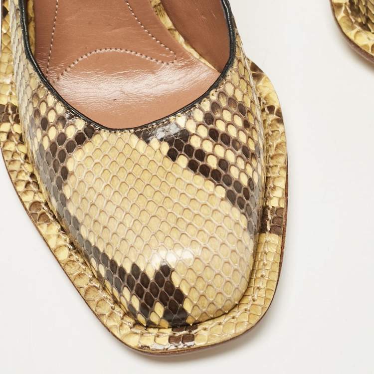 Pre Owned Marni Yellow/Black Python Pumps Size 40