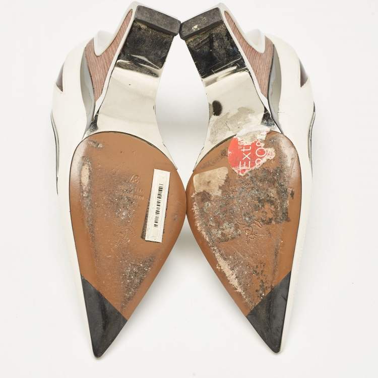 Pre Owned Marni Tricolor Leather Wedge Pumps Size 37