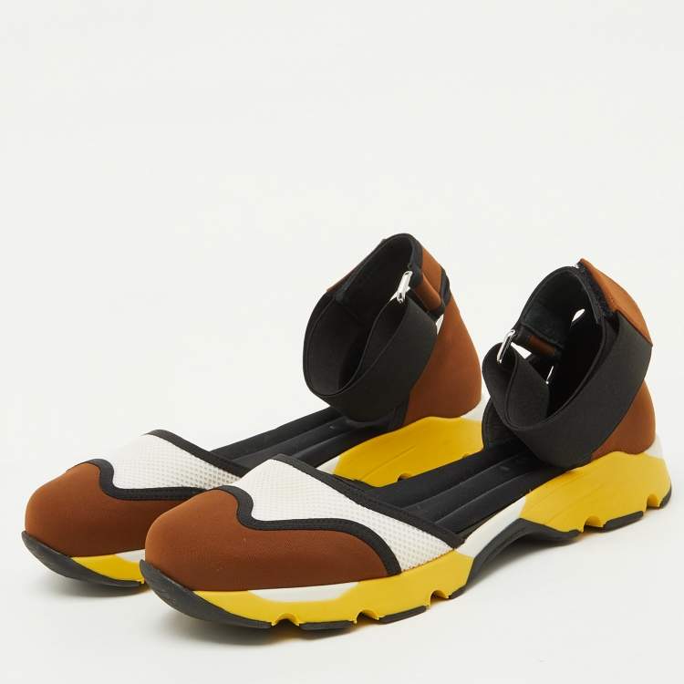 Pre Owned Marni Multicolor Neoprene and Mesh Cut Out Low Top Sneakers Size 38